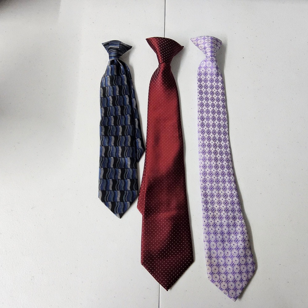 George‎ Cherokee Clip On Ties Lot 3 Kids Boys Neckties Patterned Formal